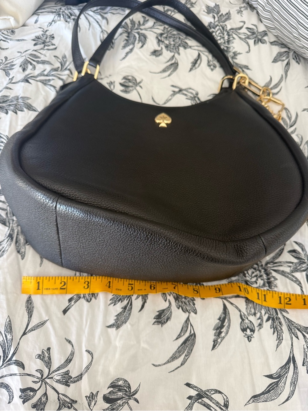 kate spade Black Pebbled Leather Shoulder Hobo with Heart Charm - Picture 6 of 9